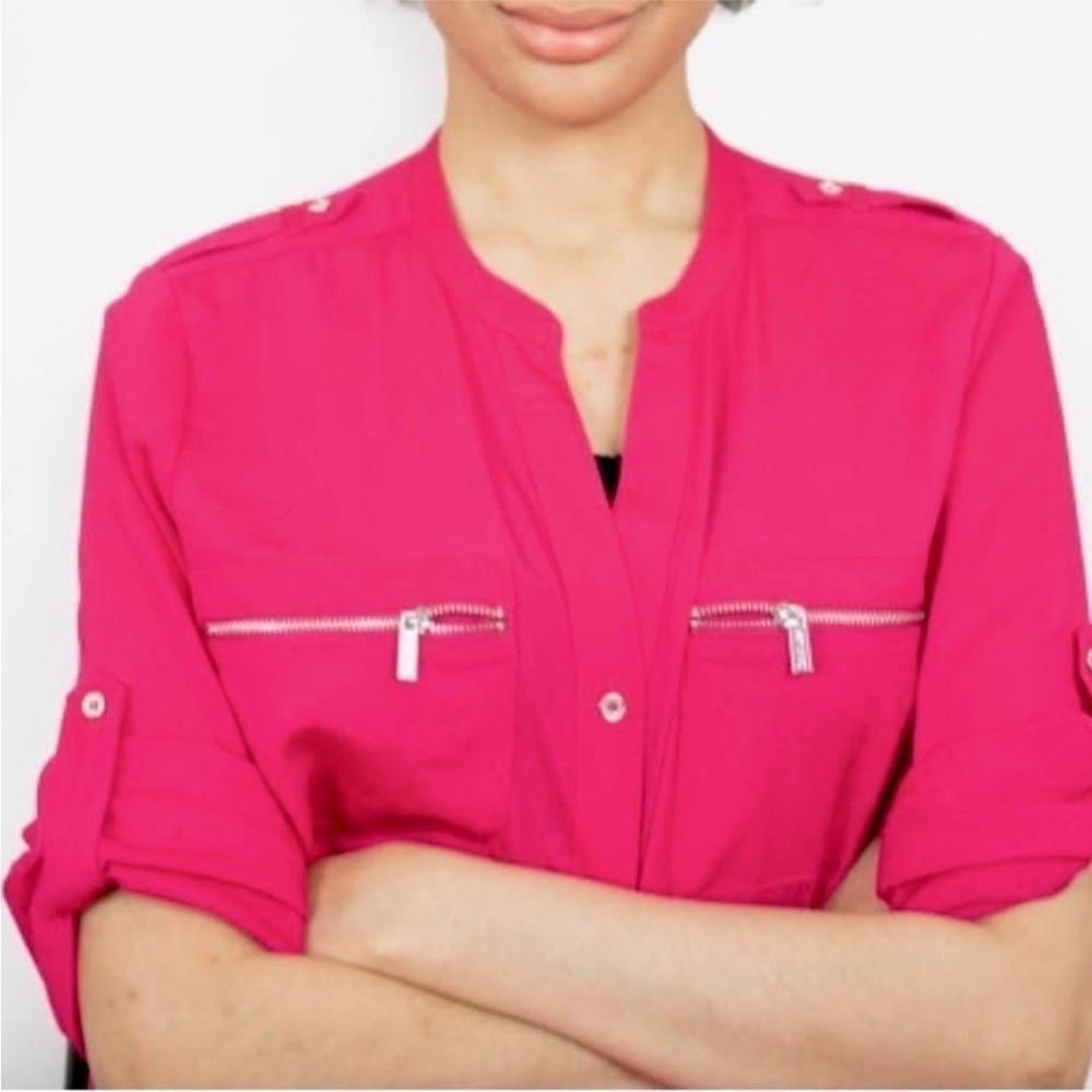 Calvin Klein Button Up Shirt Pink Gold